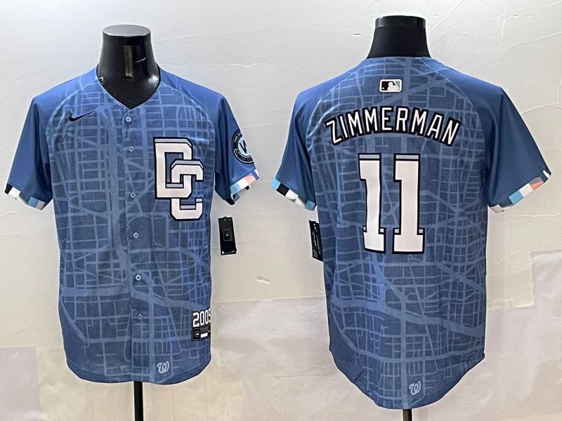 Men Washington Nationals 11 Zimmerman Blue Joint Name 2025 Nike MLB Jersey style 2